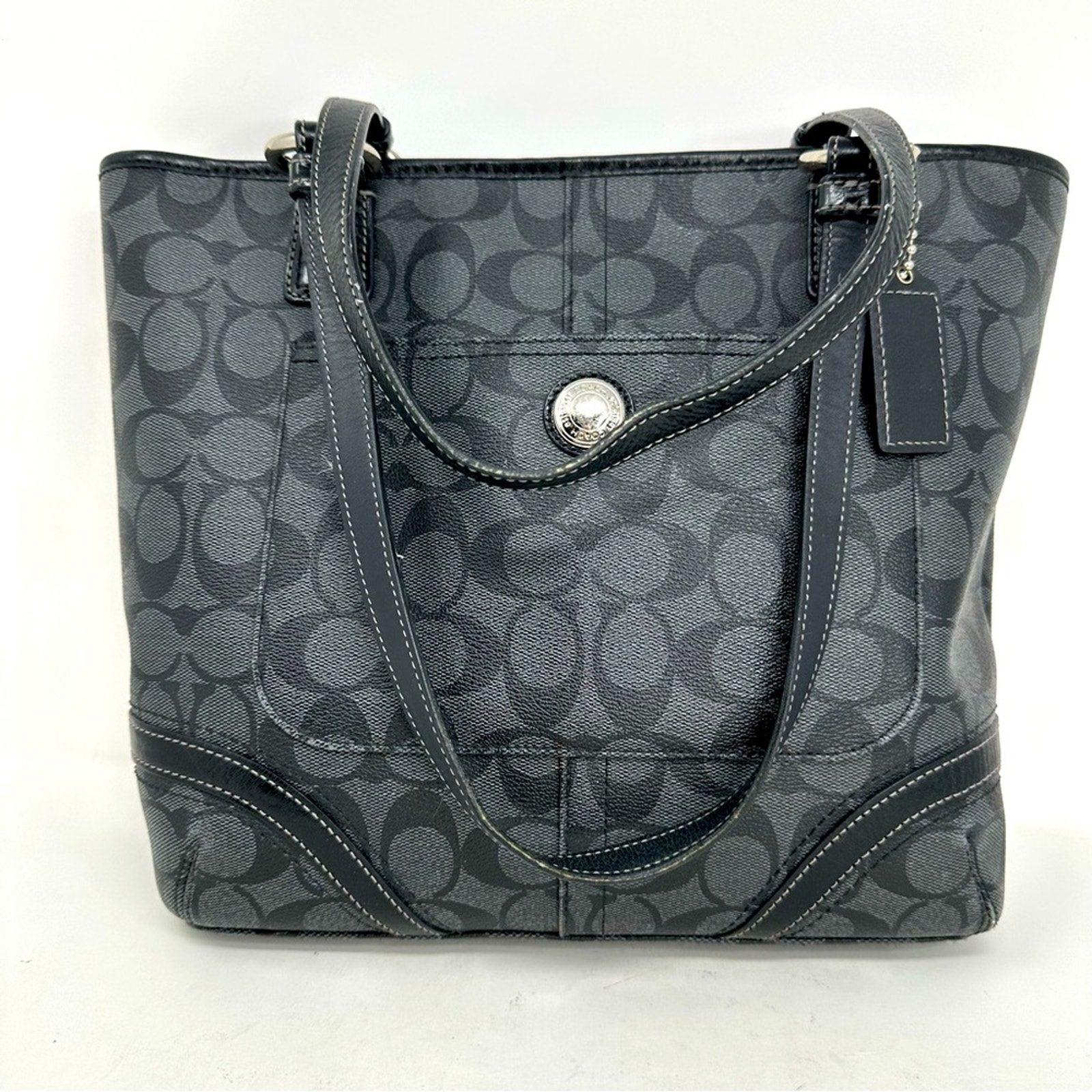Coach Heritage Legacy Leather Shoulder Bag Purse - Black & Gray
