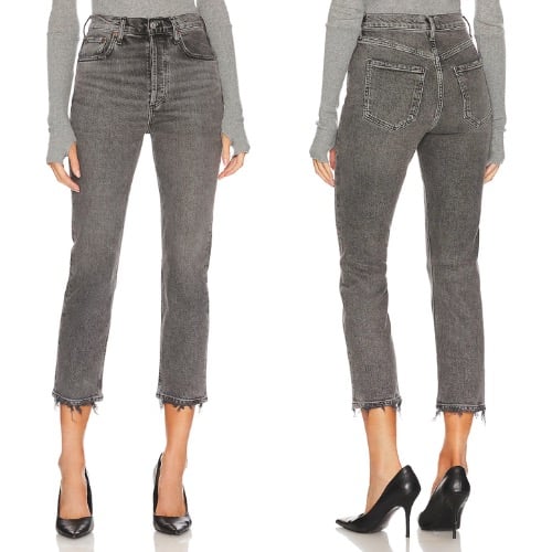 Agolde Riley High Rise Straight Crop Jeans in Century
