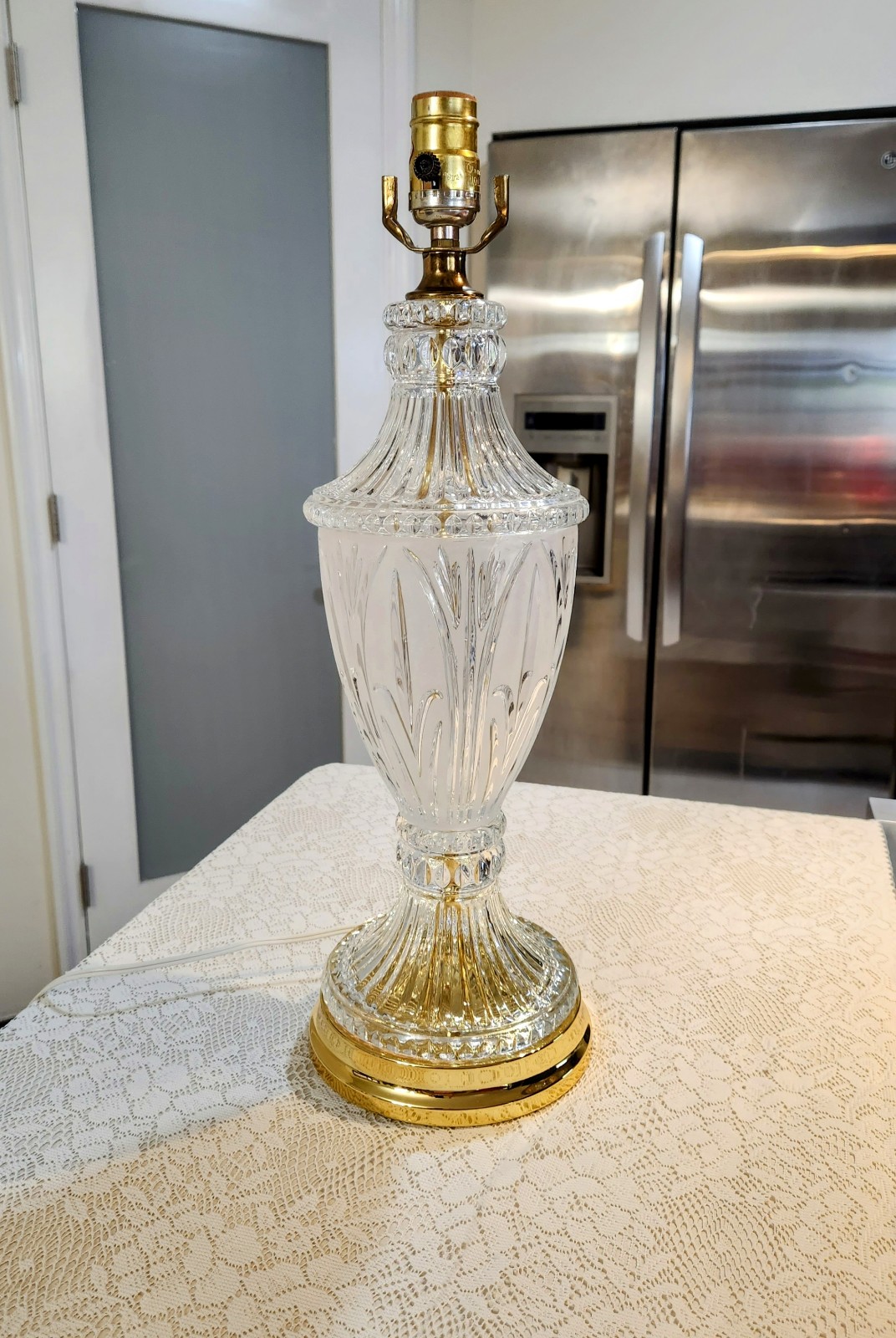 Vintage Crystal European Lead Brilliant Cut Table Lamp