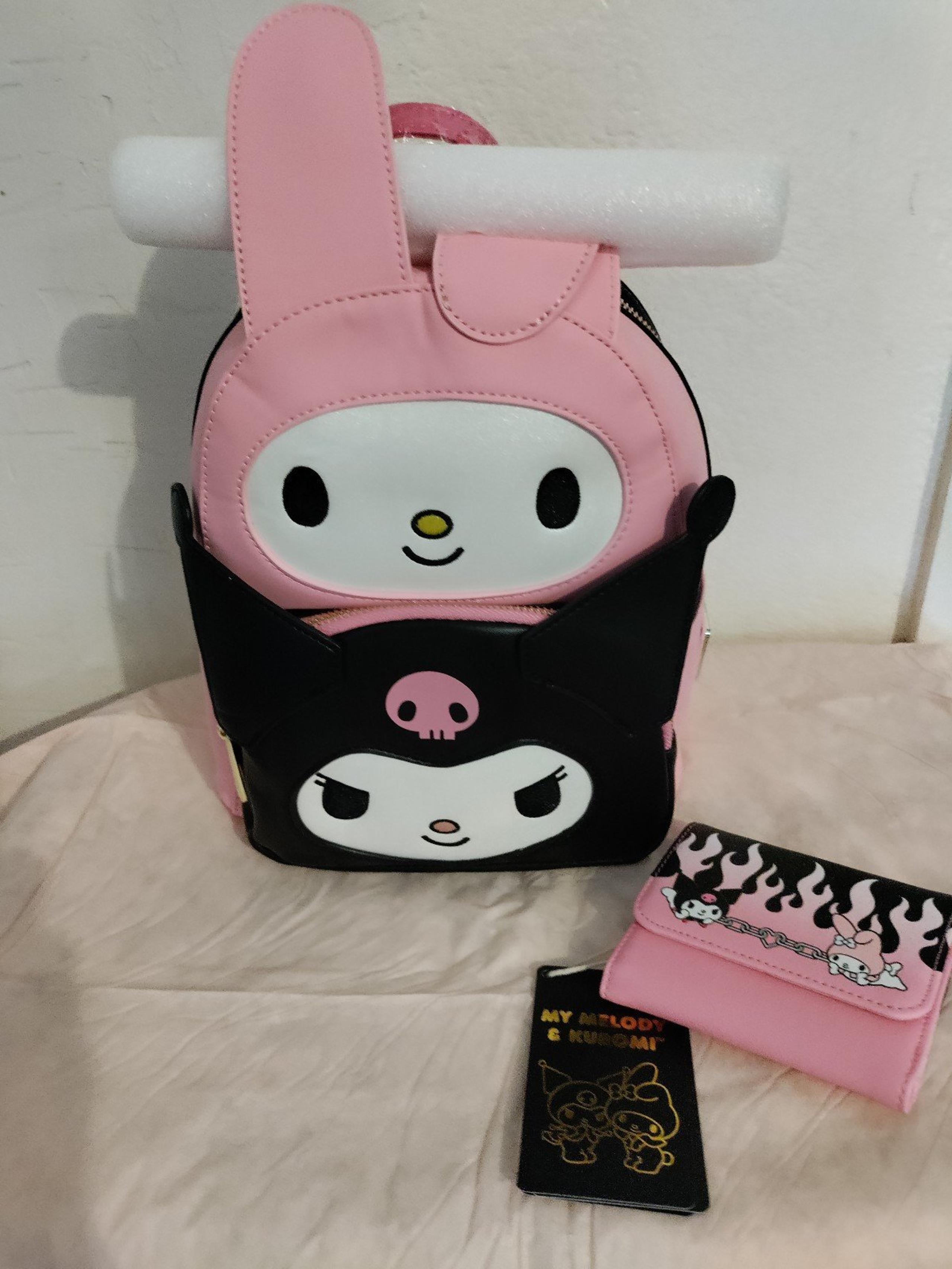 Loungefly My Melody and Kuromi mini backpack and wallet set.