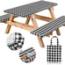 3 Pcs Set Vinyl Fitted Picnic Table Cover with Bench Covers and Bag