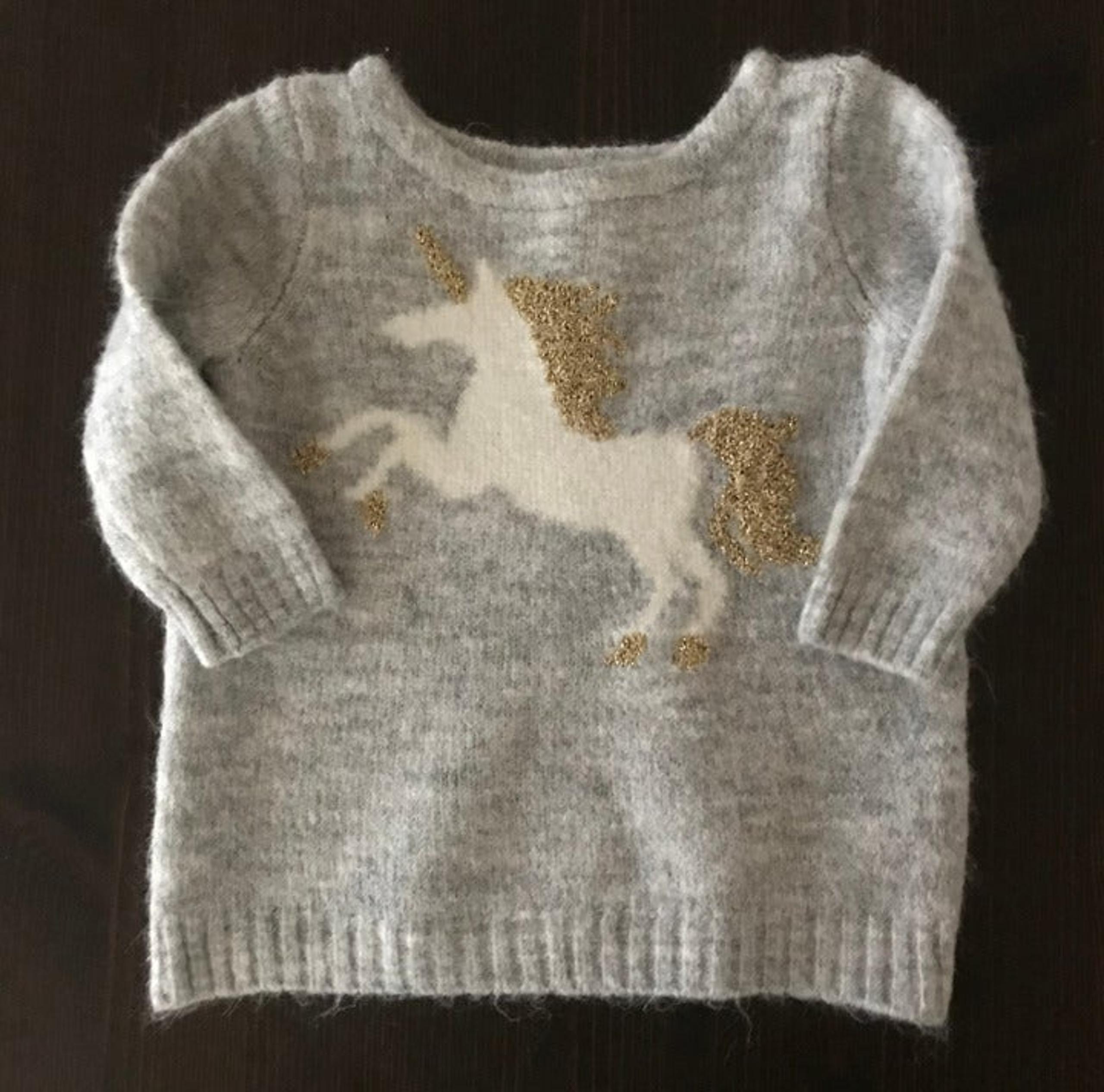 Baby Girl Unicorn Sweater Pullover Gray
