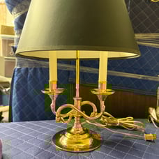Baldwin Brass Serpentine Bouillotte Two Arm Candlestick Lamp with shade