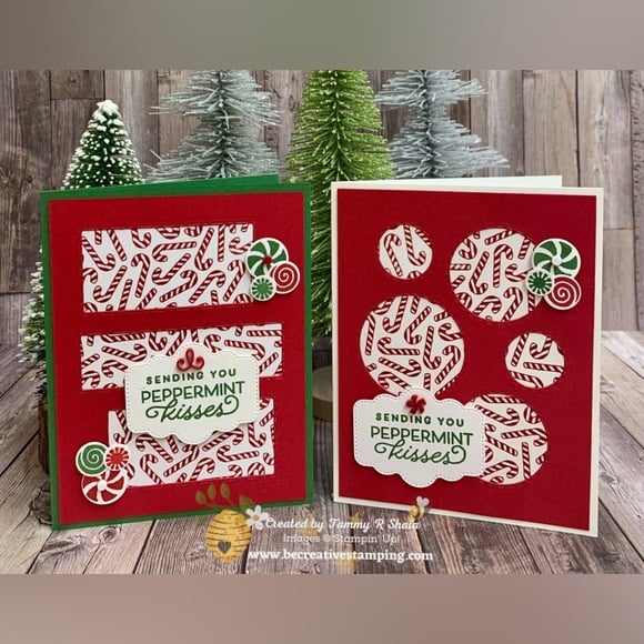 Stampin Up! Retired Candy Canes Background Cling Christmas Holiday Scrapbooking