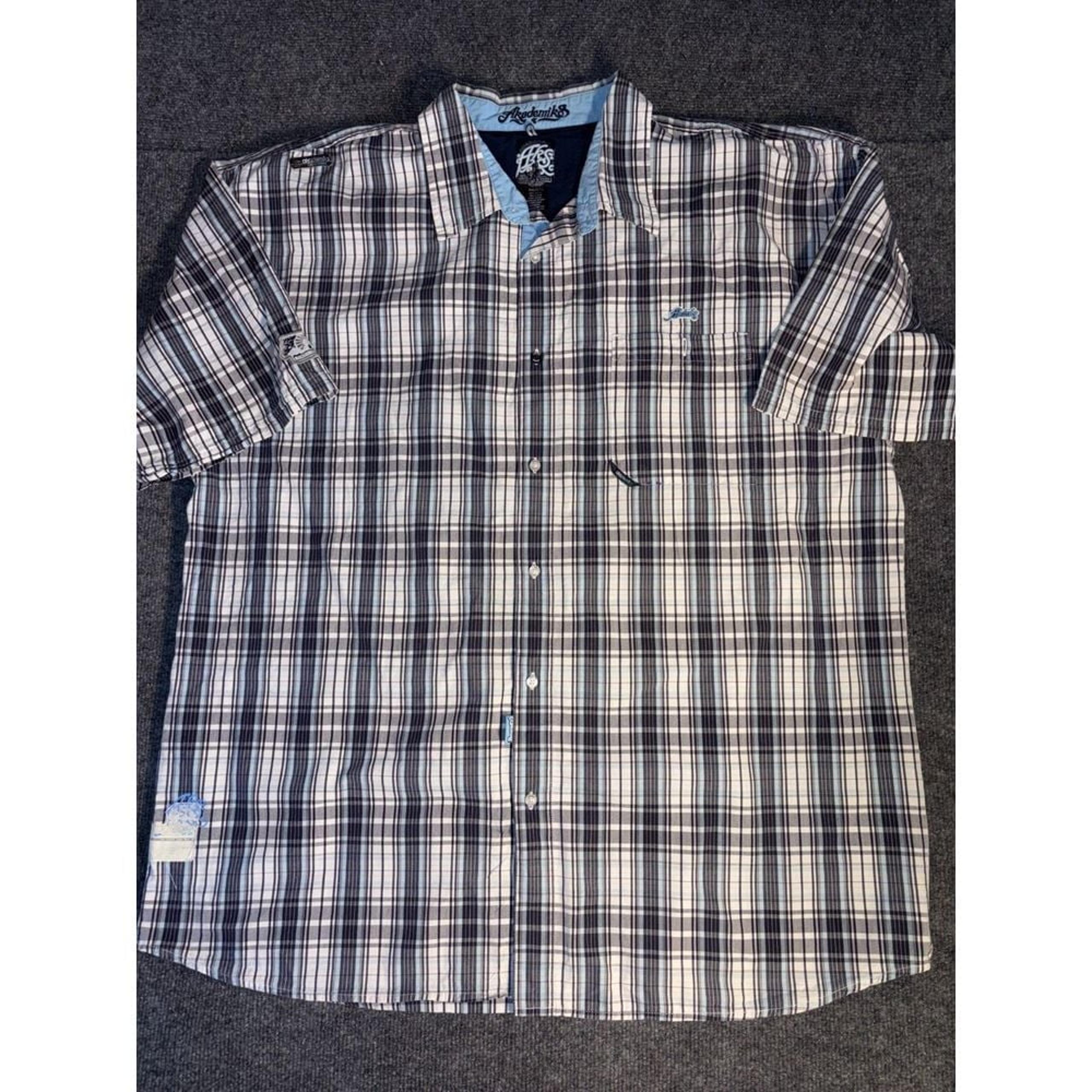 Akademiks Shirt Mens 3XL Multi Plaid Short Sleeve Collared Outdoor Button Down