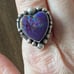 Purple Mojave turquoise heart sterling silver ring