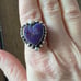 Purple Mojave turquoise heart sterling silver ring