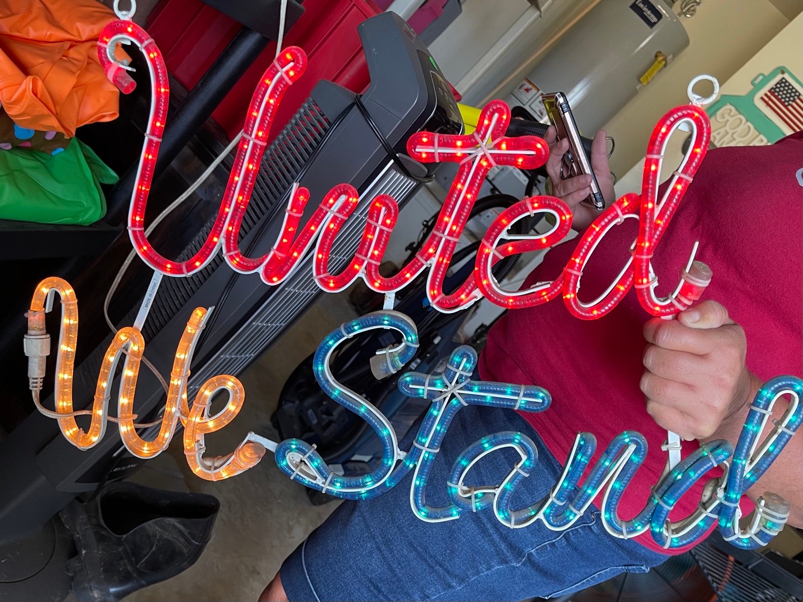 Vintage United We Stand Rope Light Sign
