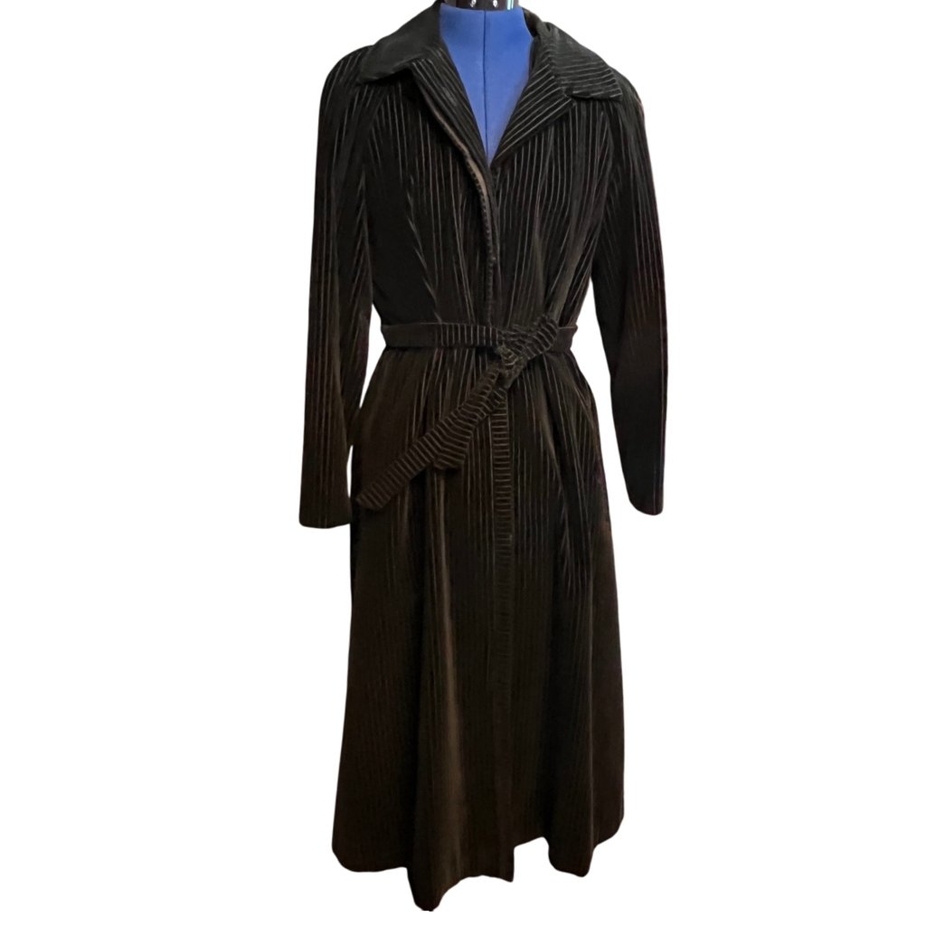 Vintage Count Romi Velvet Striped Traveler Coat Duster Size 8 Goth Victorian