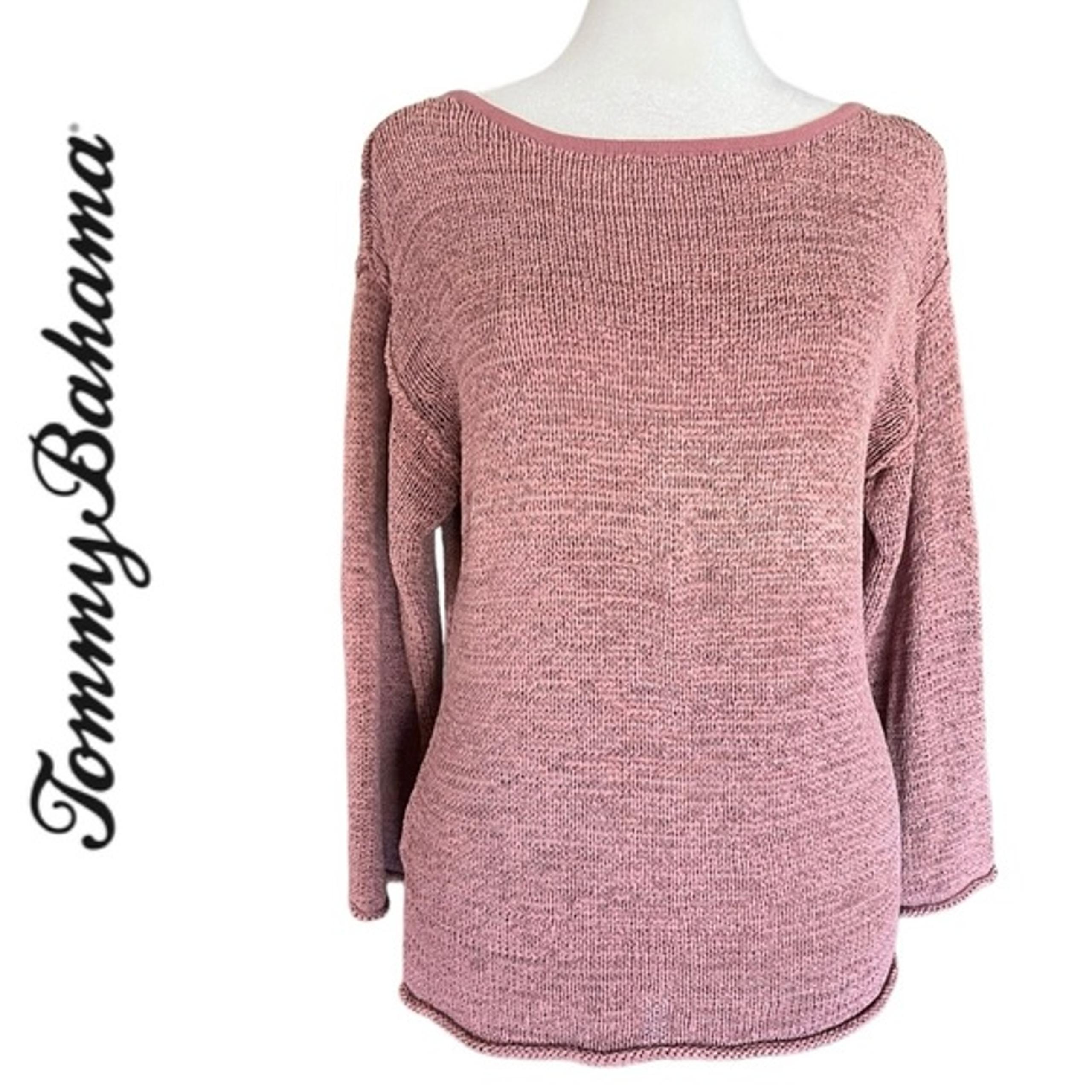 TOMMY BAHAMA Women’s 60% Silk-Blend Mauve Sweater Boat-Neck Size M 3/4 Sleeve