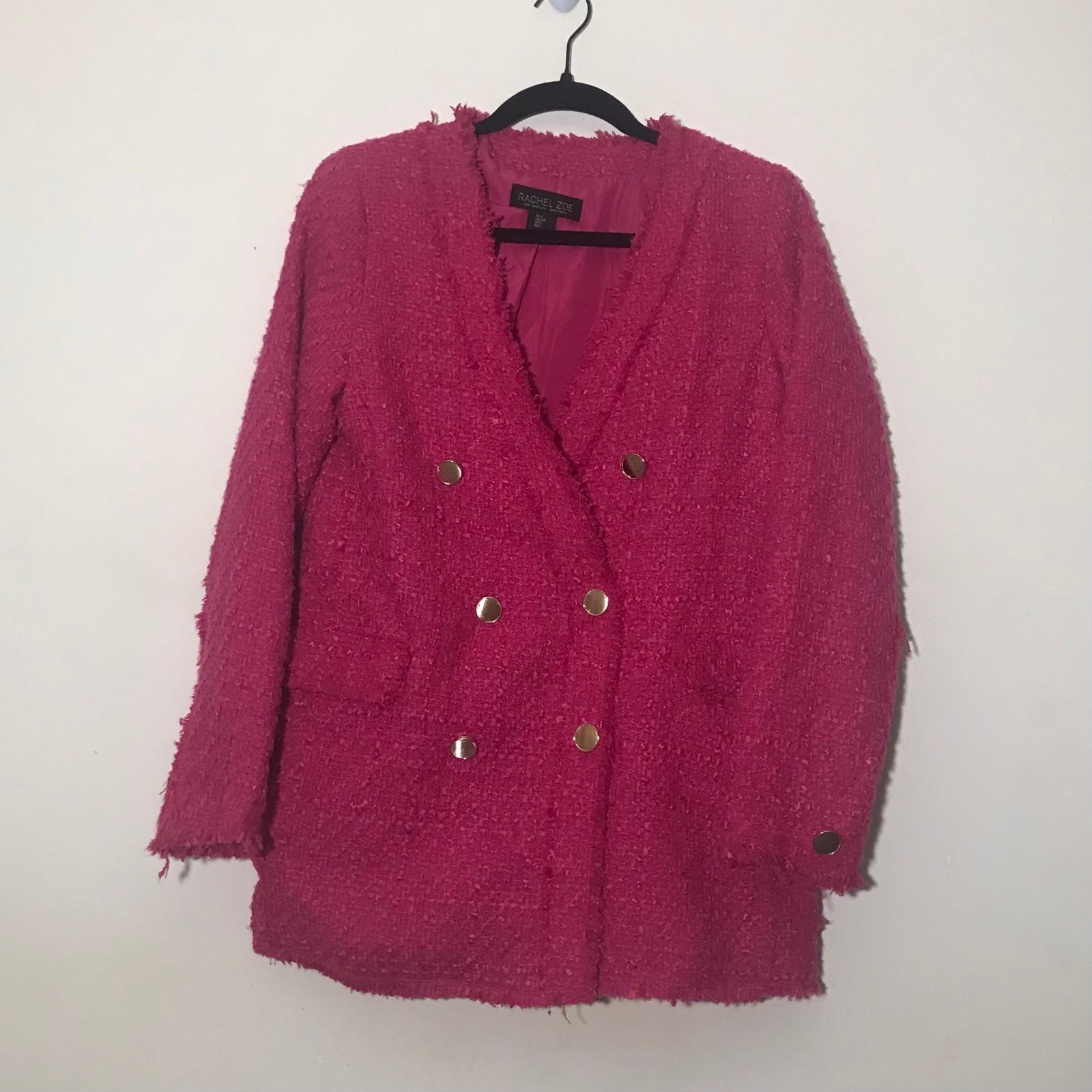 Rachel Zoe pink tweed blazer jacket S small