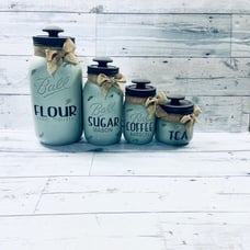 Chalk painted distressed mason jars