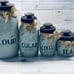 Chalk painted distressed mason jars