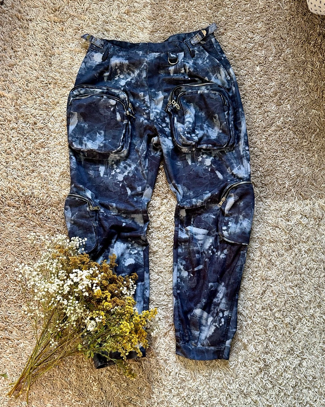 Crazy Japanese Fashion Nova Multi Pocket Cargo Painted Pants