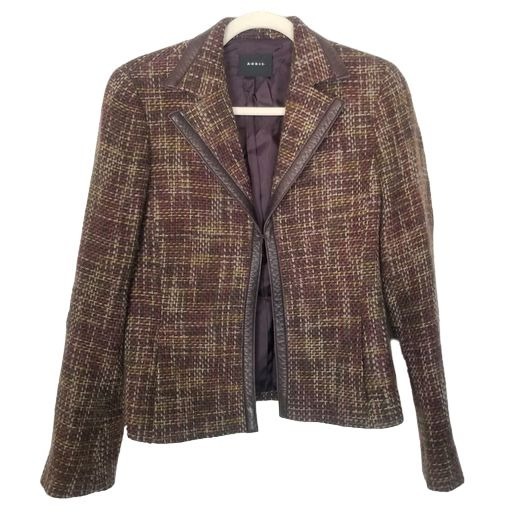 Arkis Womens 8 Brown Wool Alpaca Blend Long Sleeves Lined Blazer Jacket Pockets