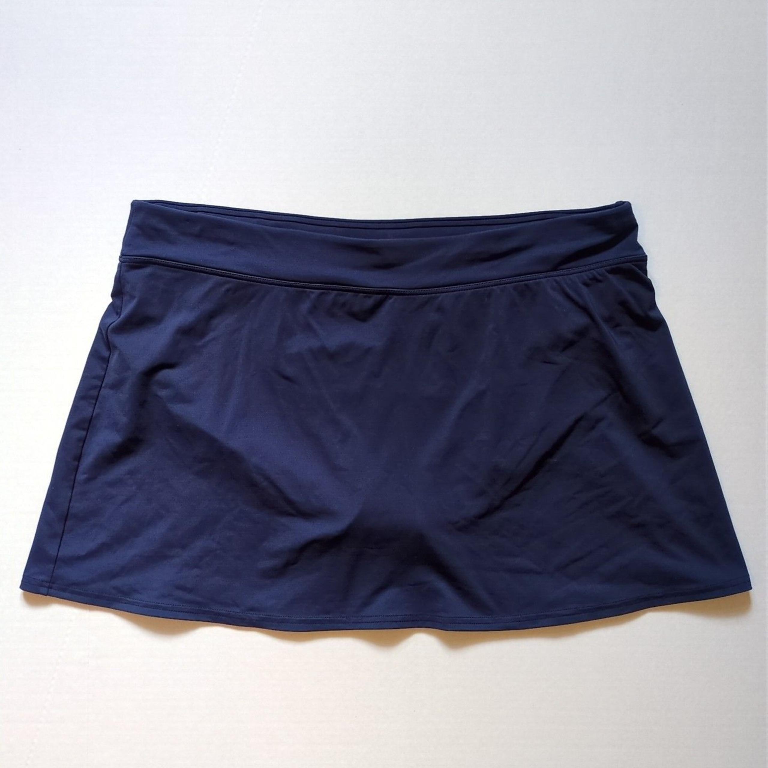 Lands' End Womens 14 Navy Blue Swim Skirt Suit Bottom Lined Built In Brief Beach