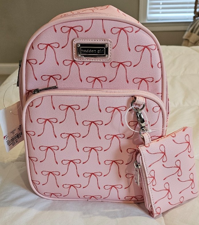Madden girl pink bow backpack
