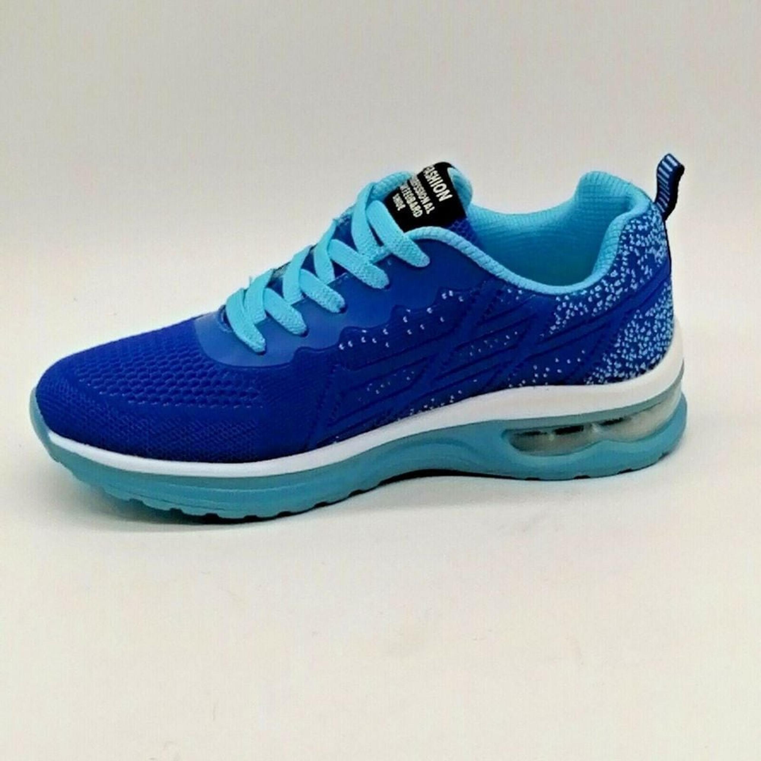 Fashion Womens Lace Up Sneaker Cushioned Insole Blue Knit/Mesh Sz 5.5 NEW