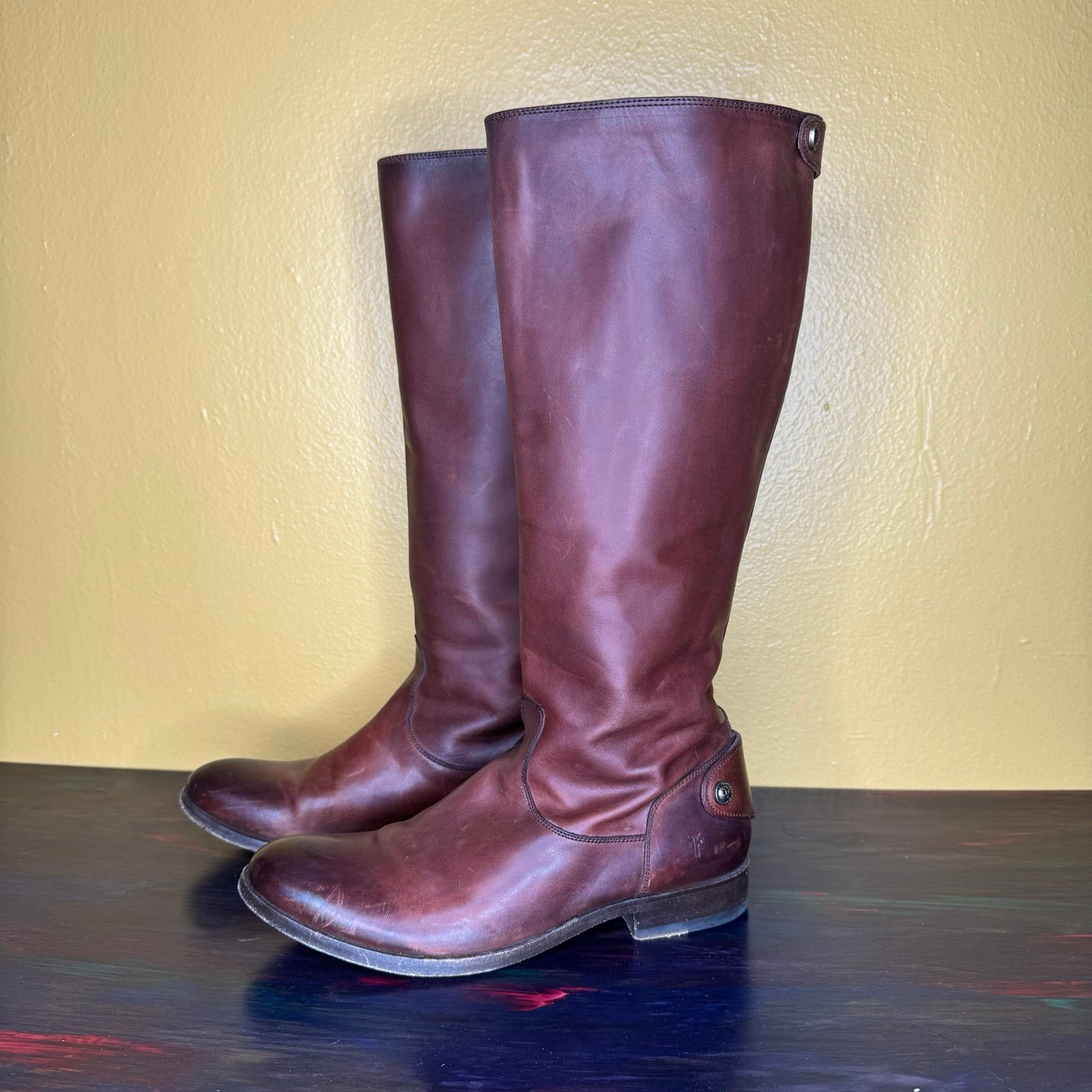 Frye Melissa Button Boots Women’s 8.5 Tall Cognac Leather Riding Boots