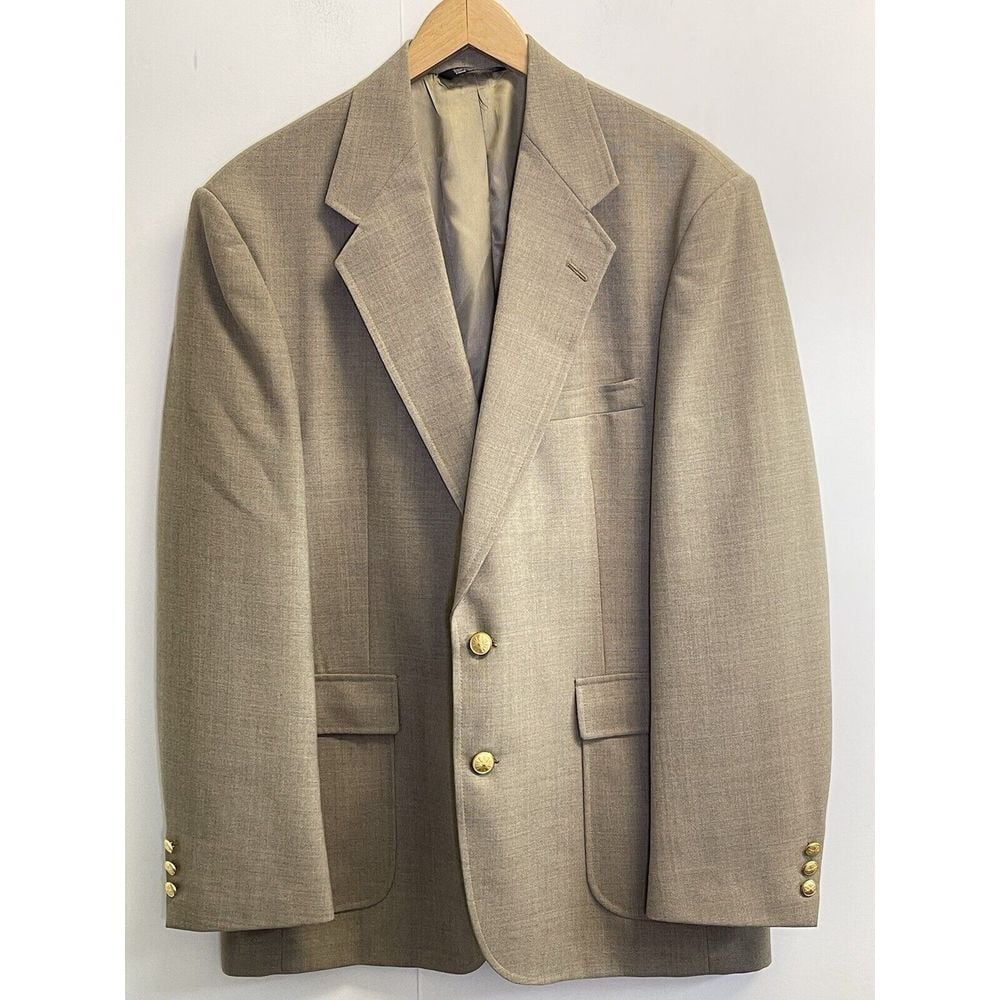 Wall Street Blazer Men's 42L Patch Pockets Taupe Jacket Made in USA Sport Coat