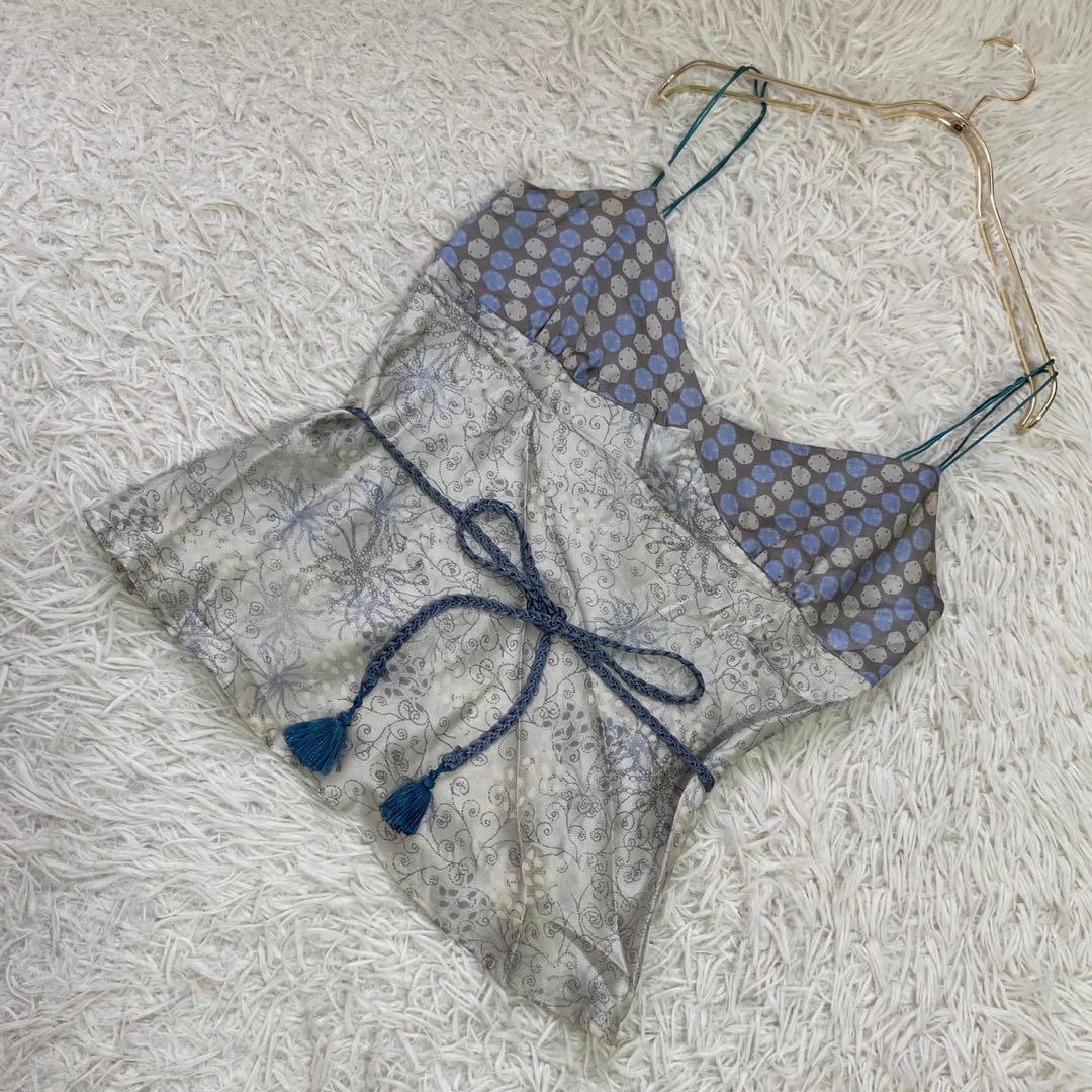 io Yukomura Ta Design Camisole Light Blue Polka Dot Ribbon