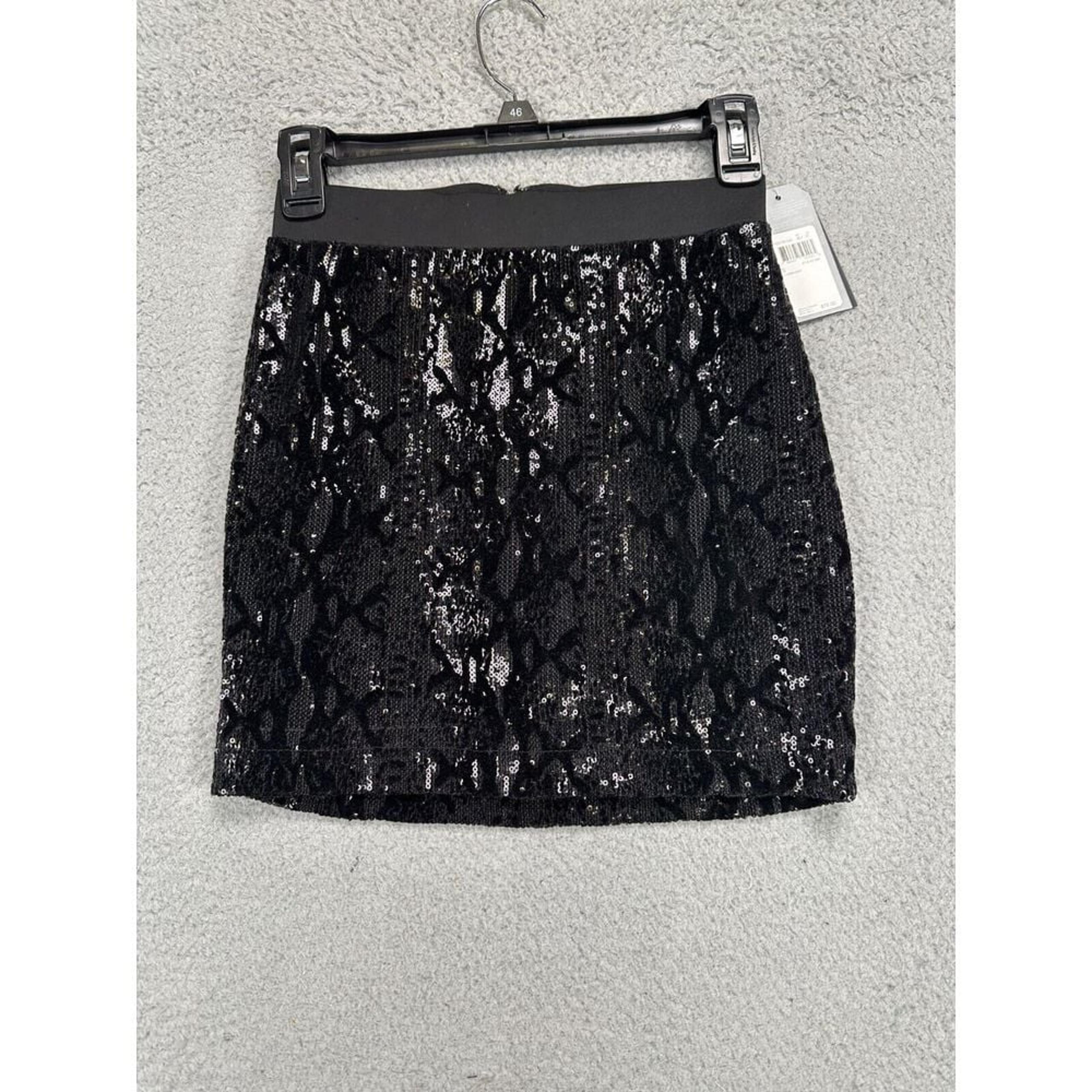 Guess Skirt Womens Small Black Snake Print Sequins Mini Casual Party Ladies NEW