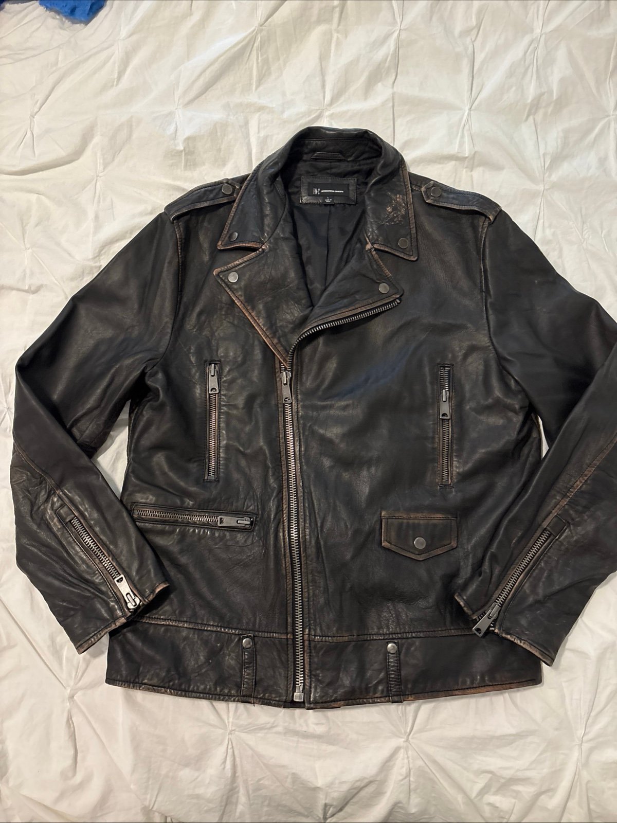 Vintage INC international biker leather jacket size L