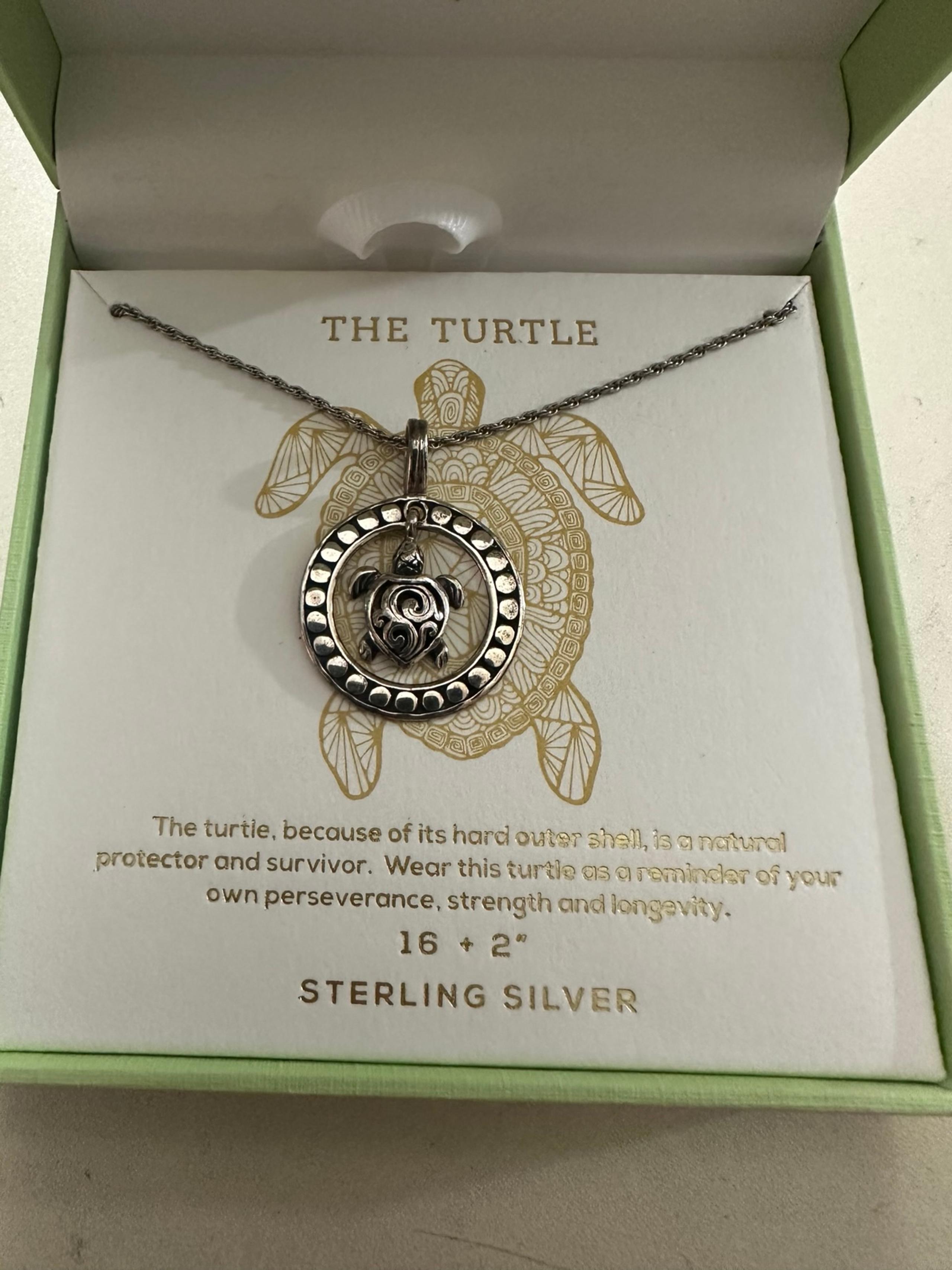 Vintage Annika Witt 925 Turtle Pendant with Adjustable Chain New With Box - Photo File