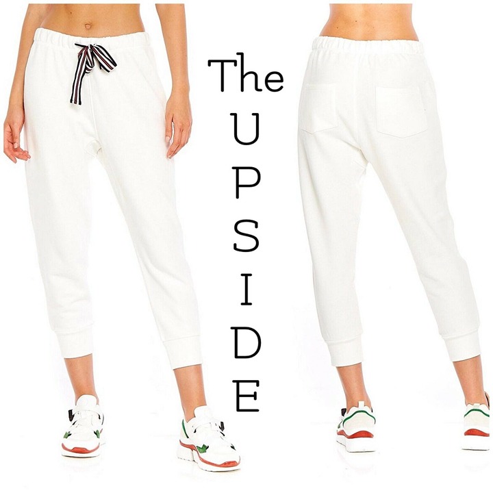 The Upside captain track pants joggers in white drawstring terry. Sz S