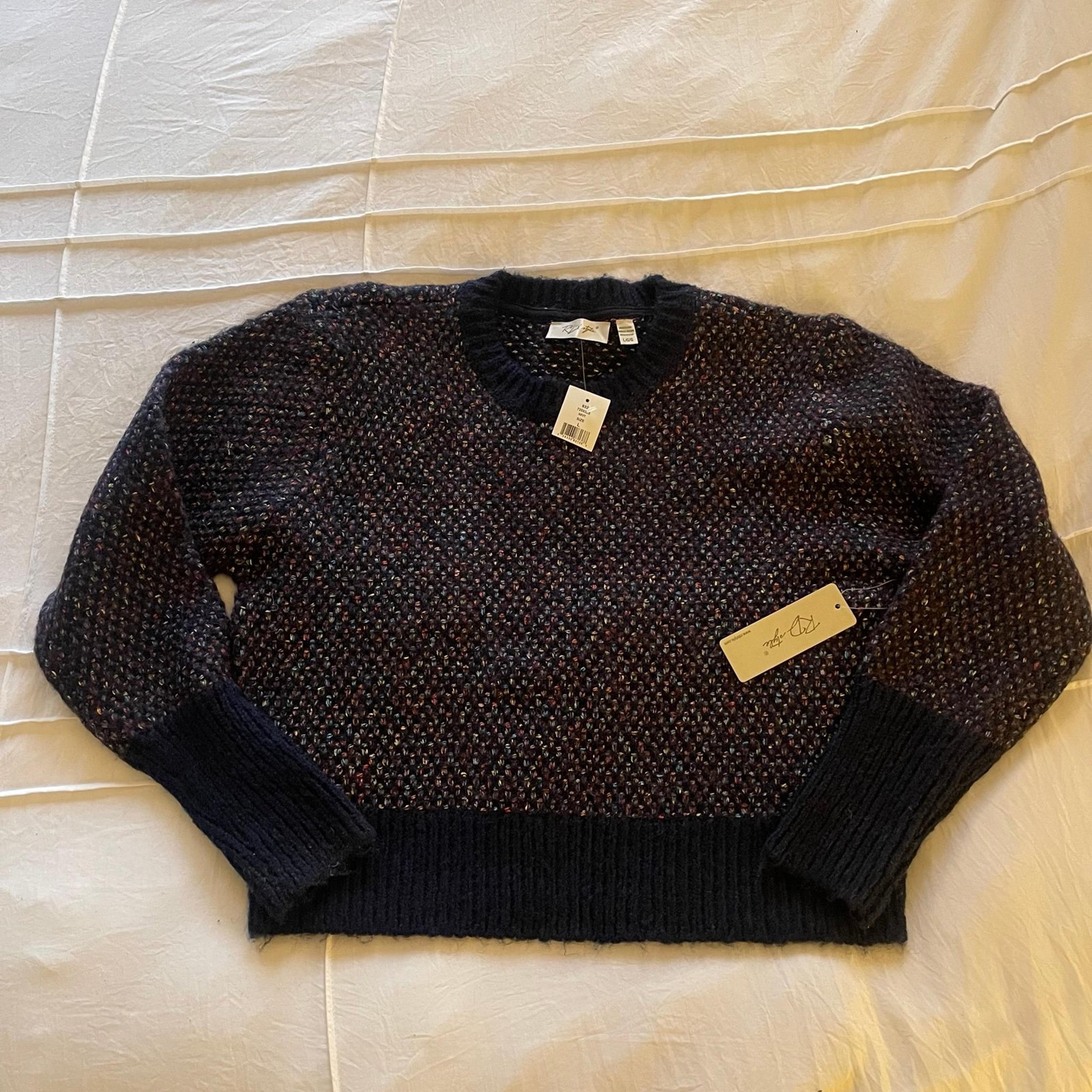 MAKE AN OFFER! NWT Nordstrom brand blue multicolor crew neck sweater size large