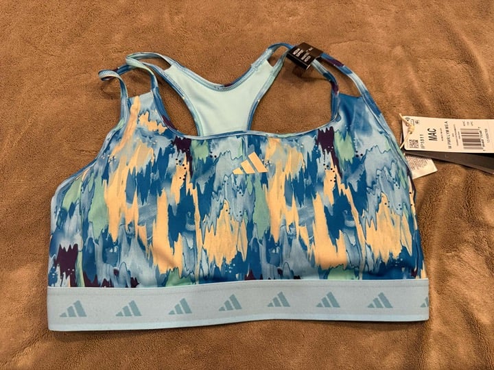 Adidas MAC Powerreact Techfit Medium Support Bra Bliss Blue NWT