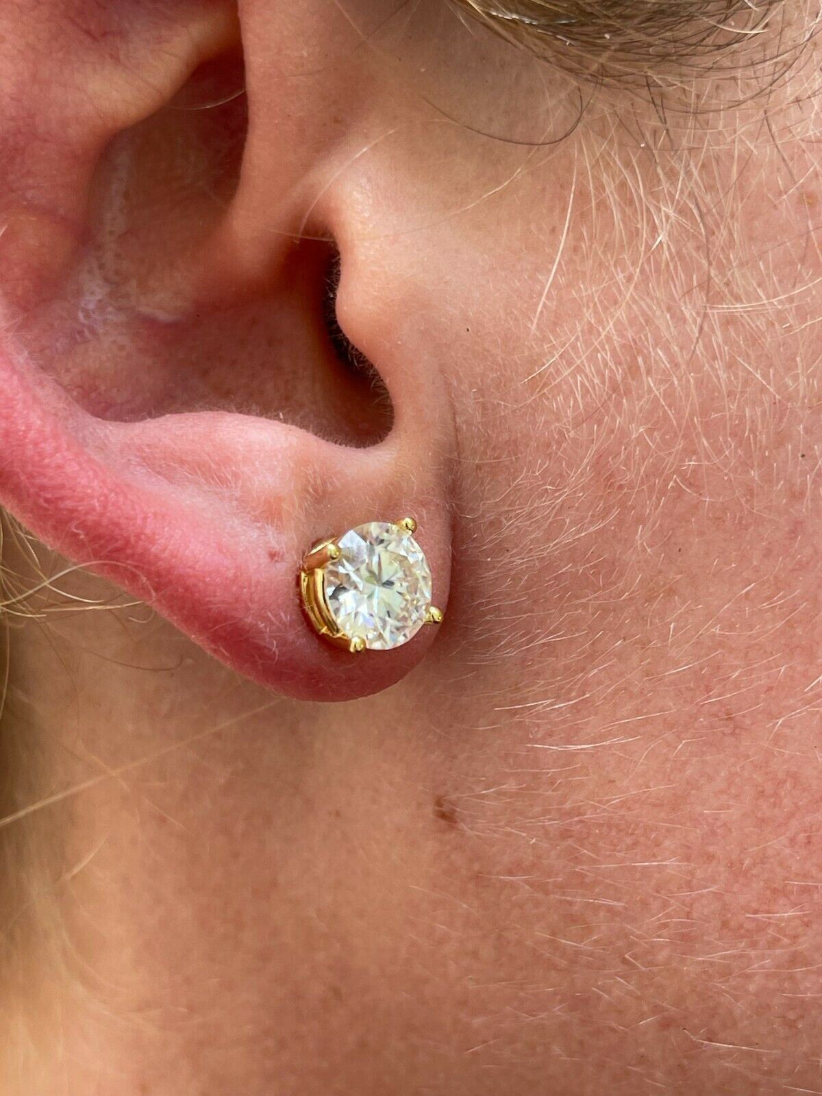 8mm MOISSANITE Gold^Silver Stud Earrings