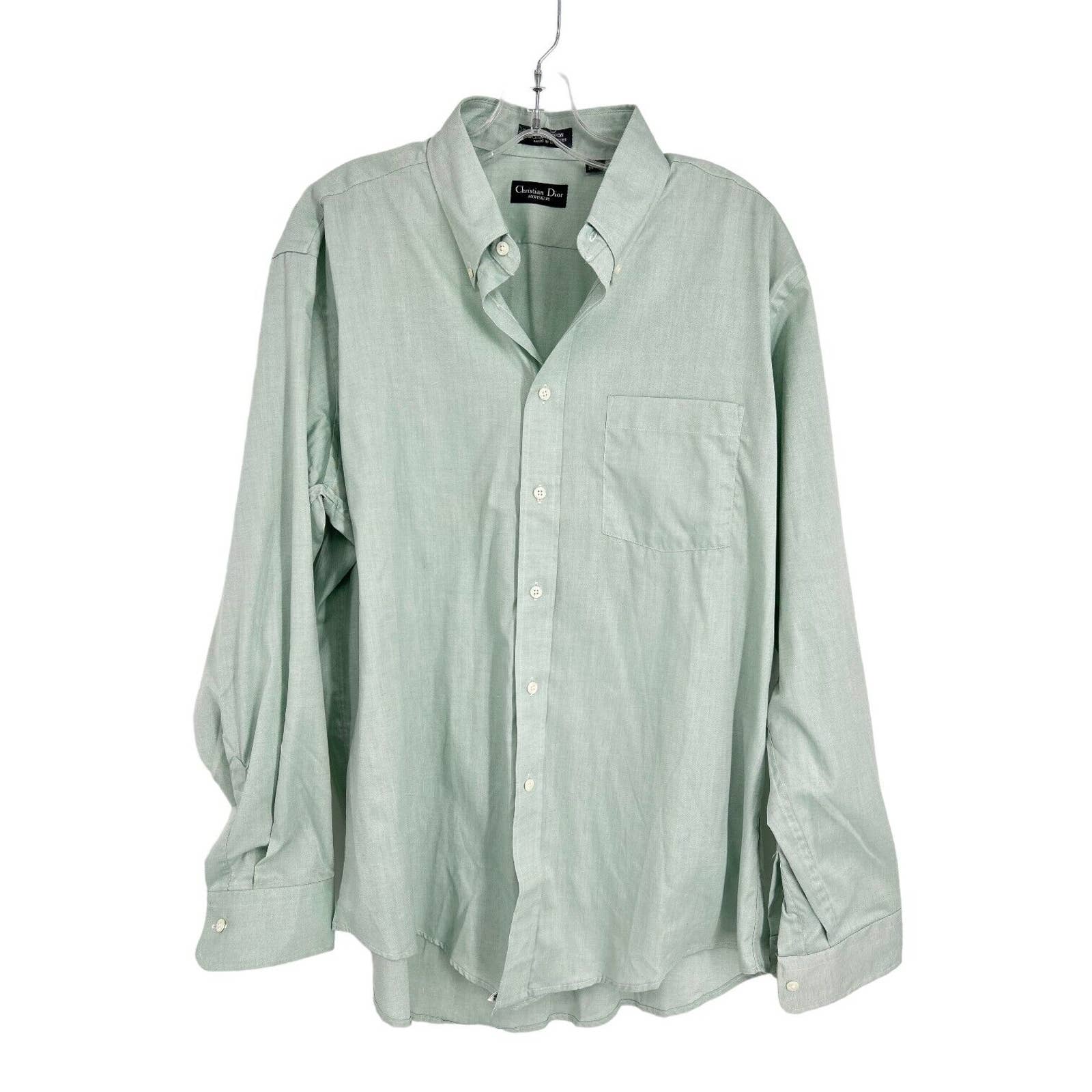Christian Dior Monsieur Mens Mint Green Long Sleeve Button Down Shirt Size 16.5
