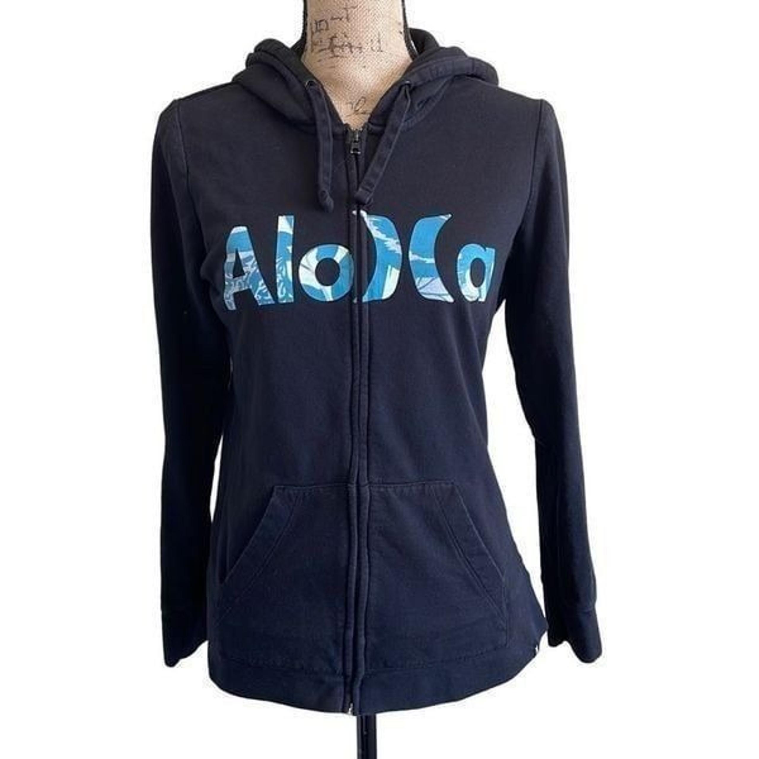 Hurley Black Full Zip Aloha” Fleece Hoodie - Size Med
