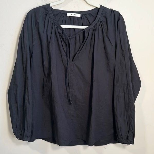 6397 Peasant Top in Black S