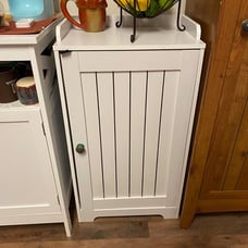 NEW White Standing Louver Door Cabinet