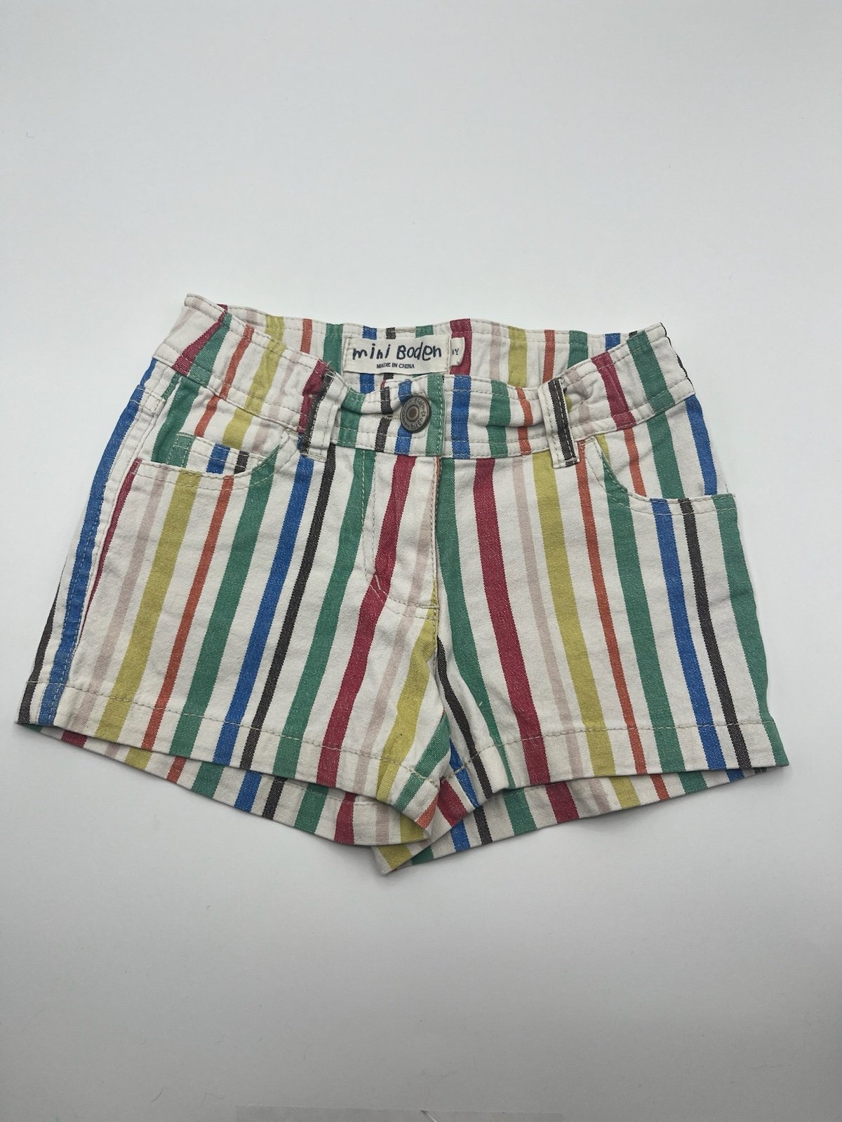 Mini Boden Stripe Shorts Heart Pockets
