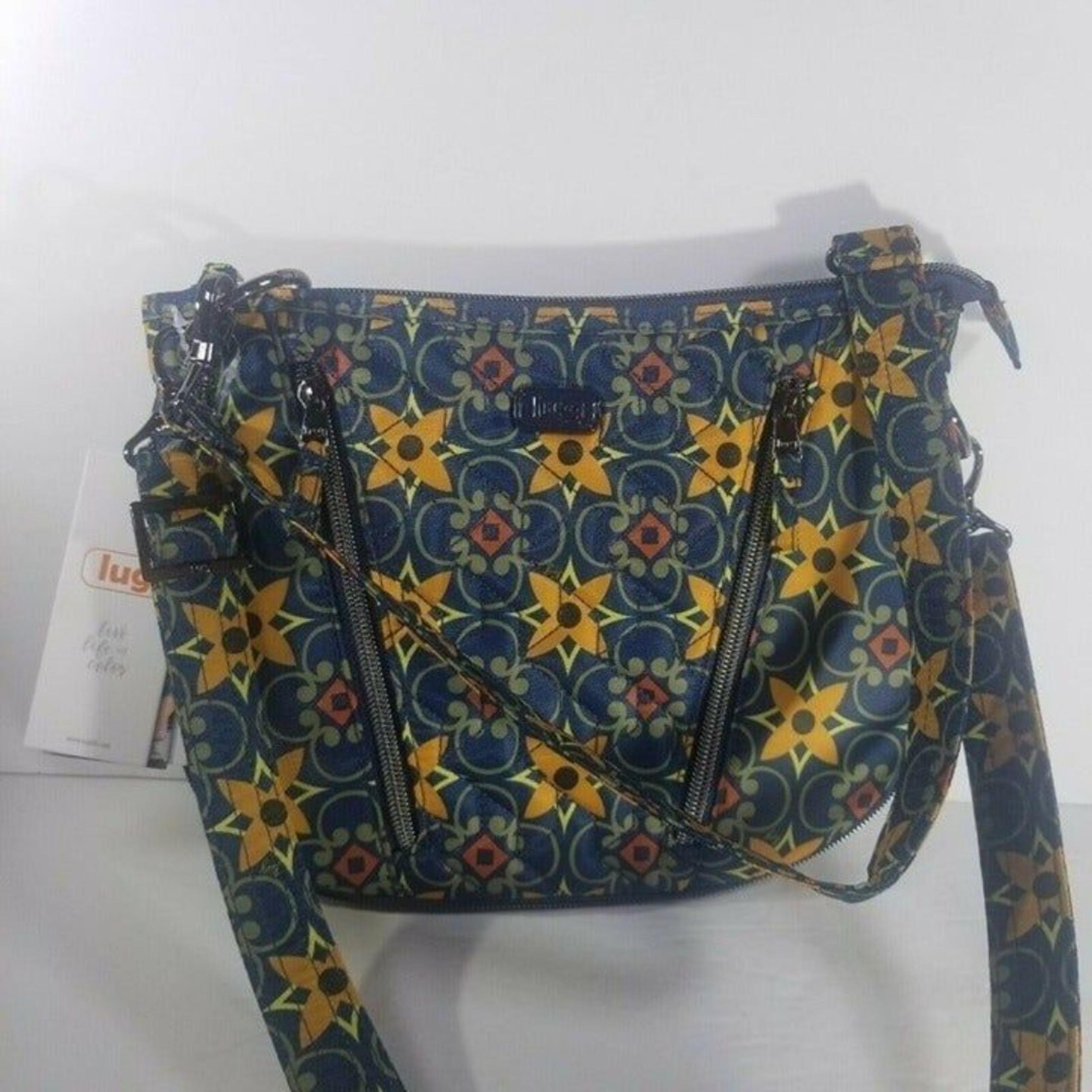 LUG Convertible Medium Crossbody Bag Purse Swivel Tiles Teal NWTS