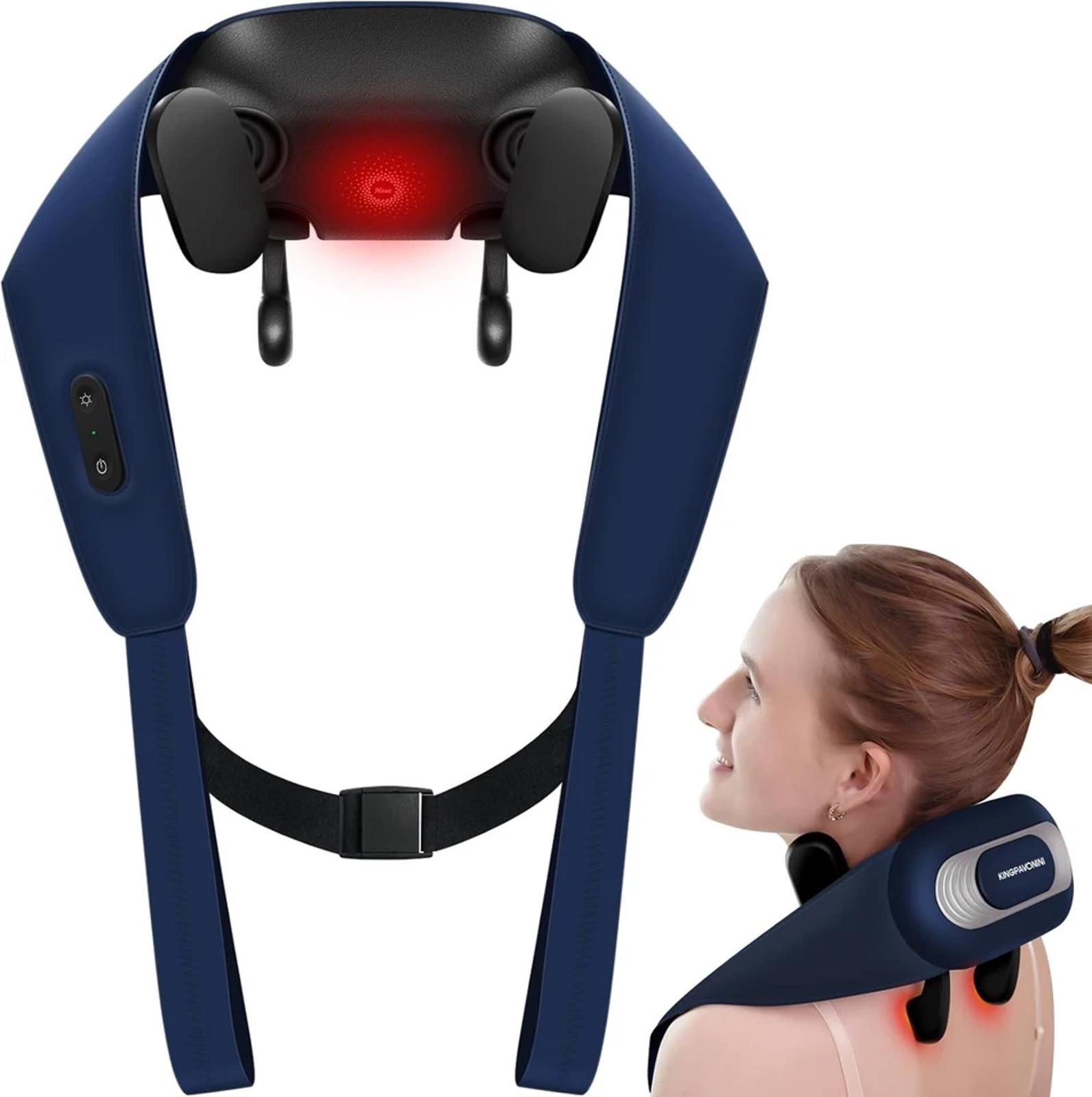 SEALED KingPavonini Neck Massager with Voice Prompt, Wireless Shoulder Massage