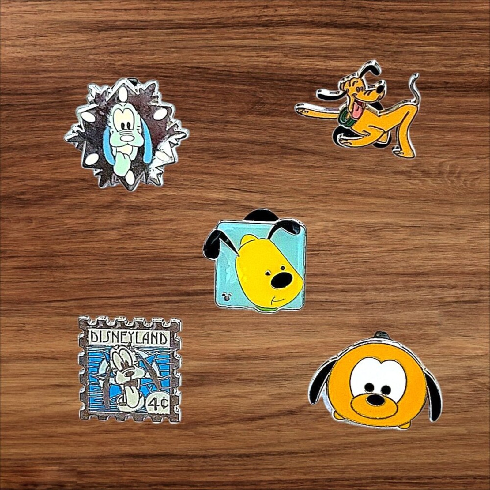 5 Pluto Disney Parks Trading Pins, Plus 2 Bonus Pins