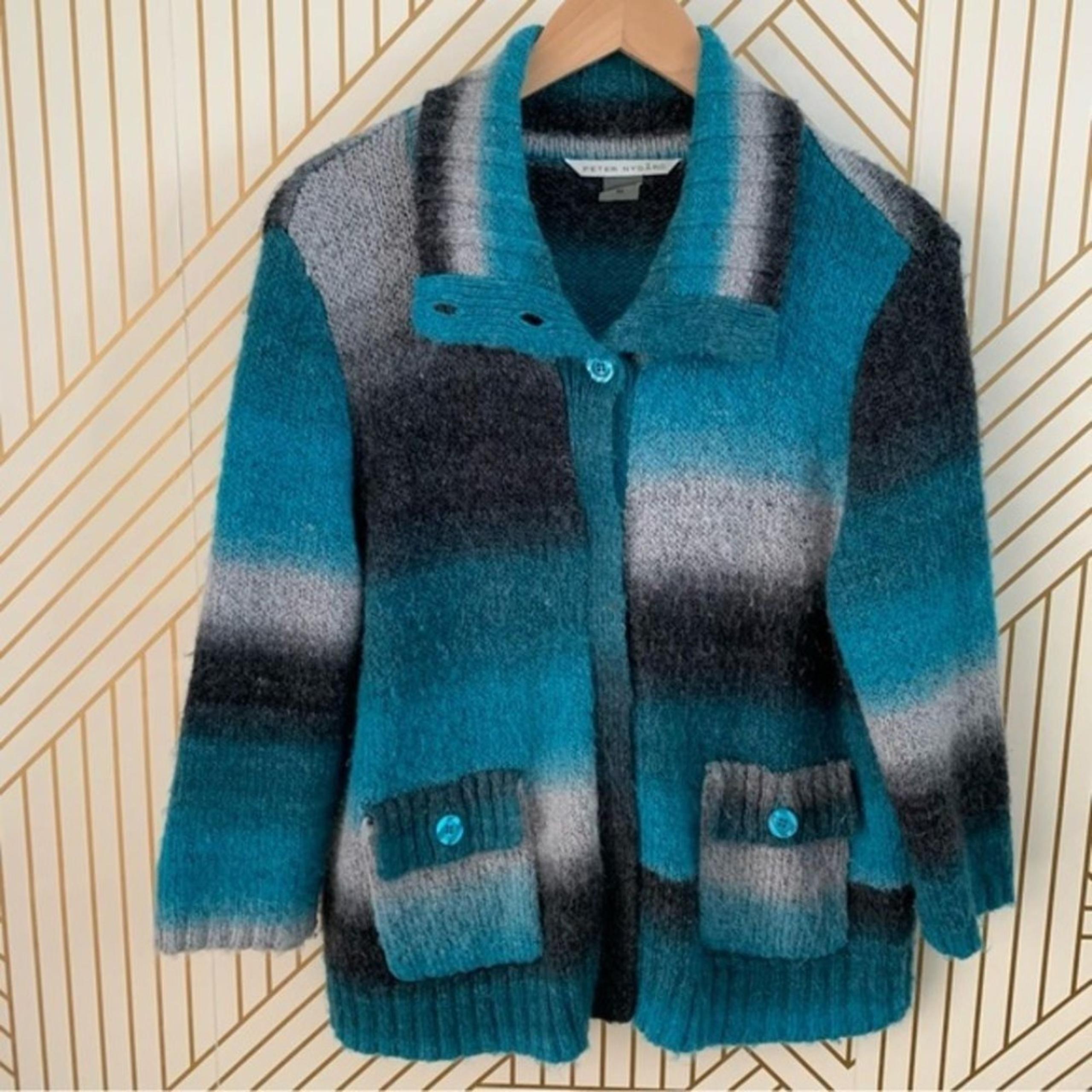 Peter Nygard Mohair Ombre Striped Button
Down Sweater Cardigan Size Medium