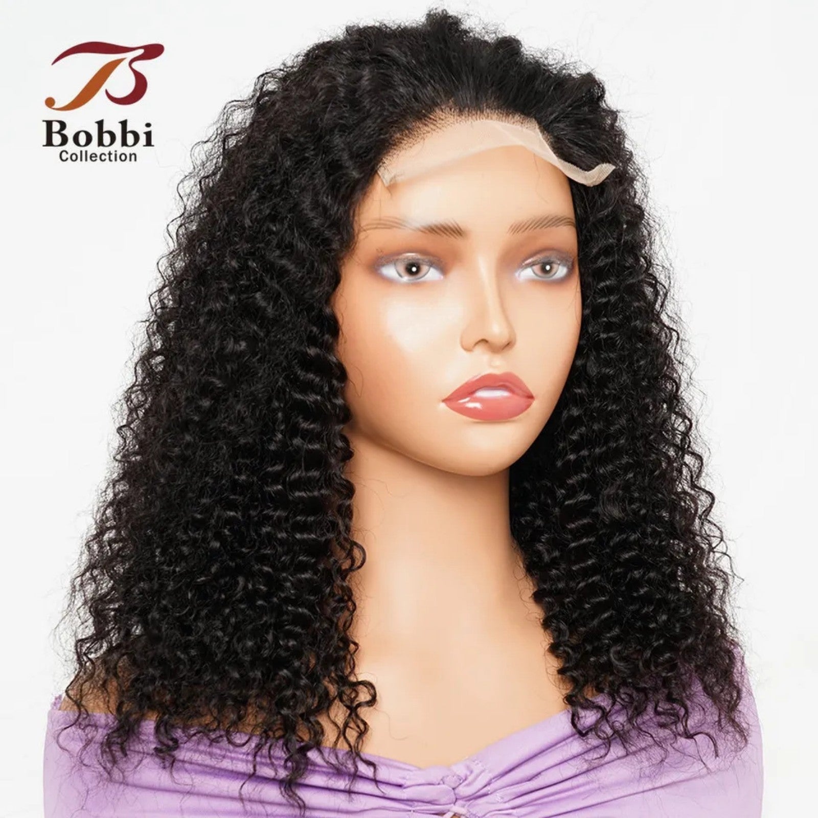 Curly Human Hair 13x4 16inL Free Part Lace Front an Back Wig