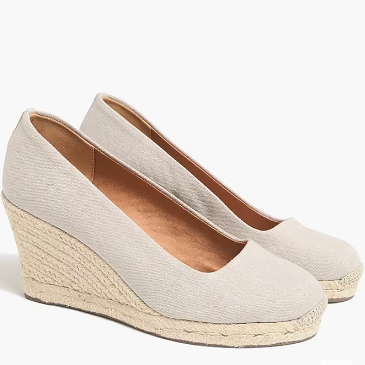 NEW J.Crew Women’s Flax Beige Neutral Canvas Espadrille Wedge Heels, Size 6
