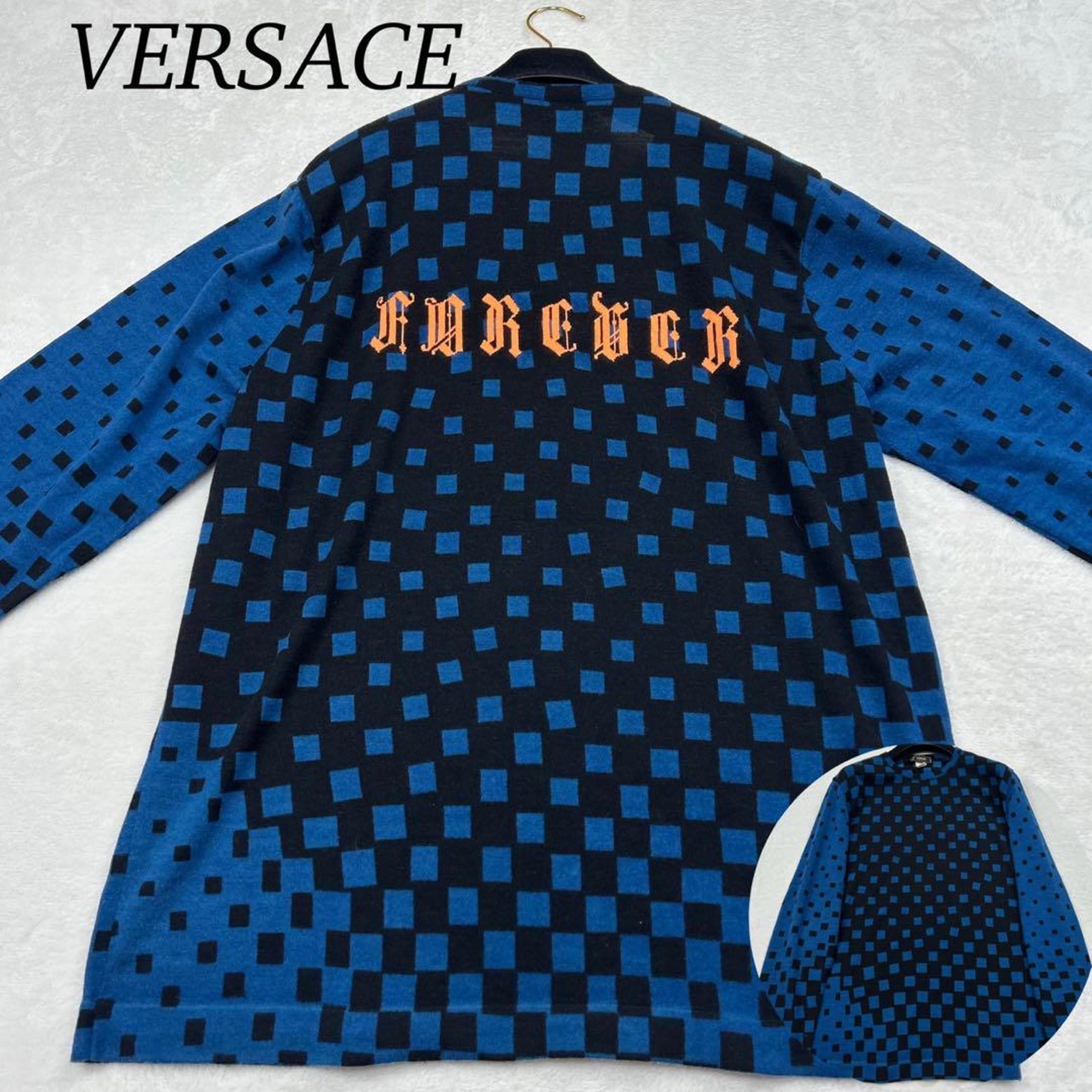 G396 2XL 56 Versace Thin Italian Made All-Over Print Knit Men's