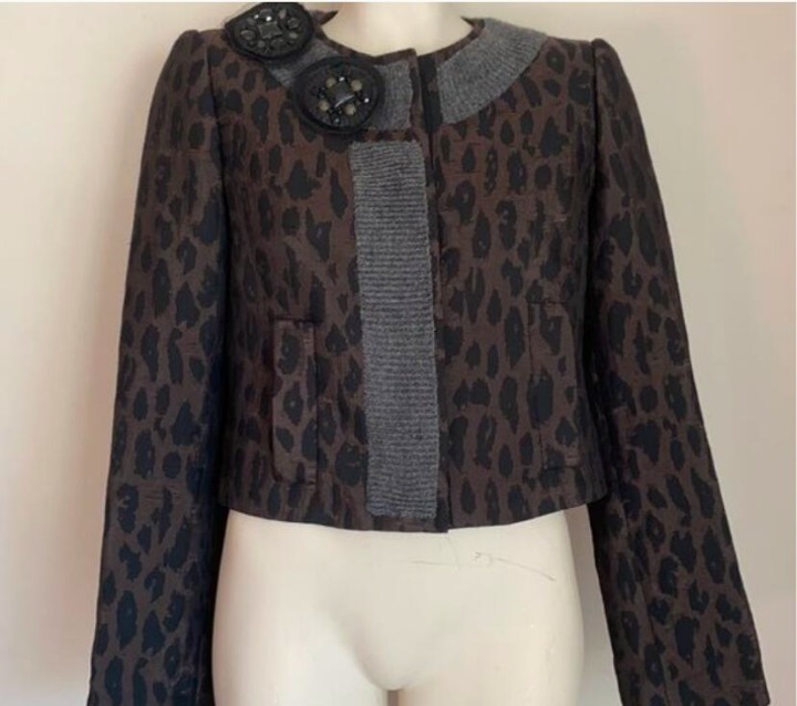 New bcbgmaxazria leopard crop jacket