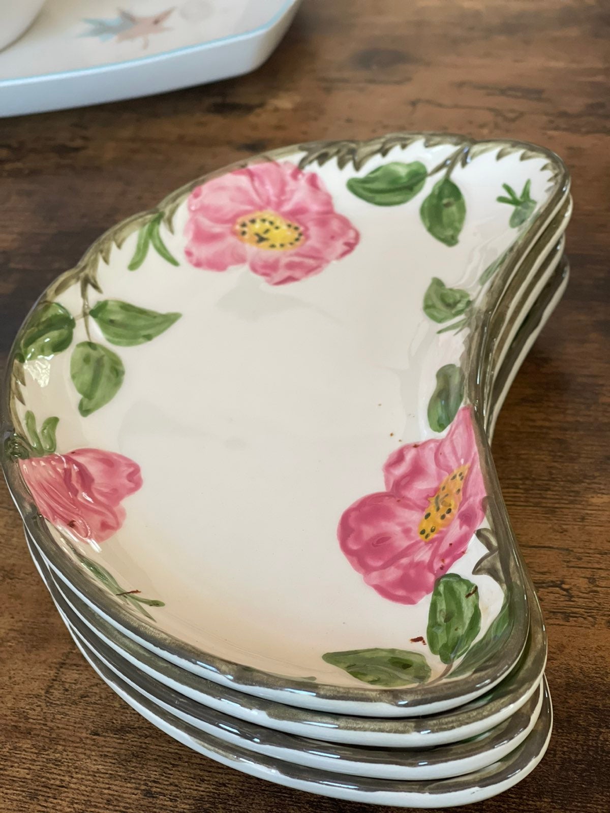 FOUR Crescent Salad Plates Franciscan Desert Rose in Mint Condition
