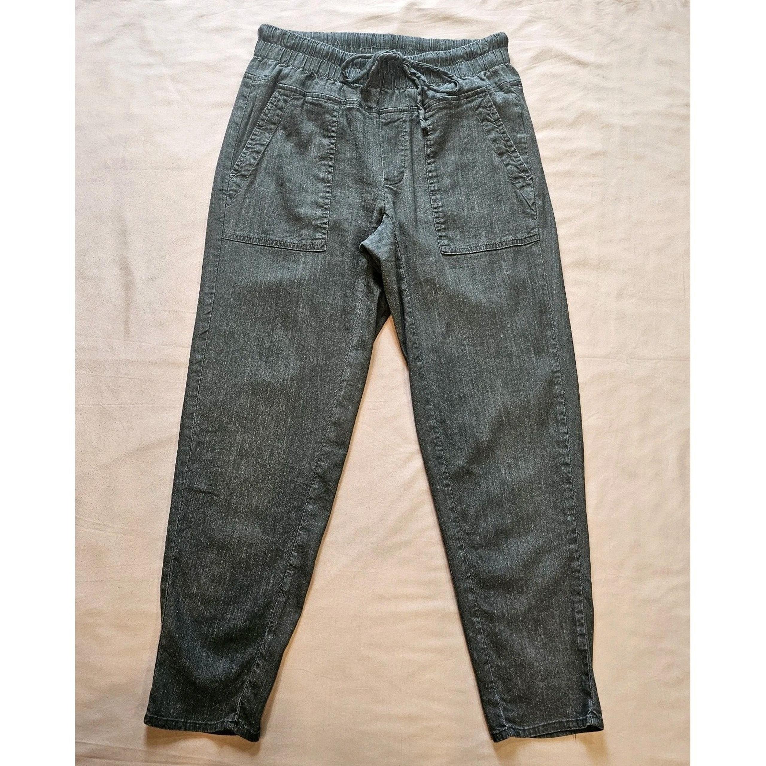 Kut From The Kloth Pants Linen Blend Taper Leg Crop Ankle Forest Green Size XS