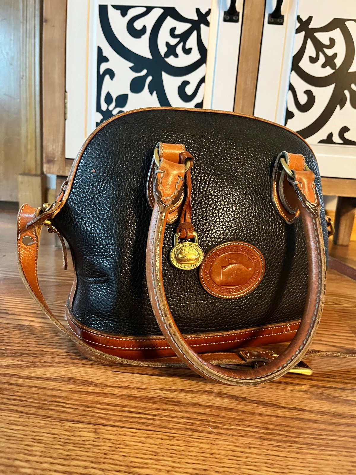 Dooney & Bourke Dillen Double Pocket Satchel in Black Pebbled Leather