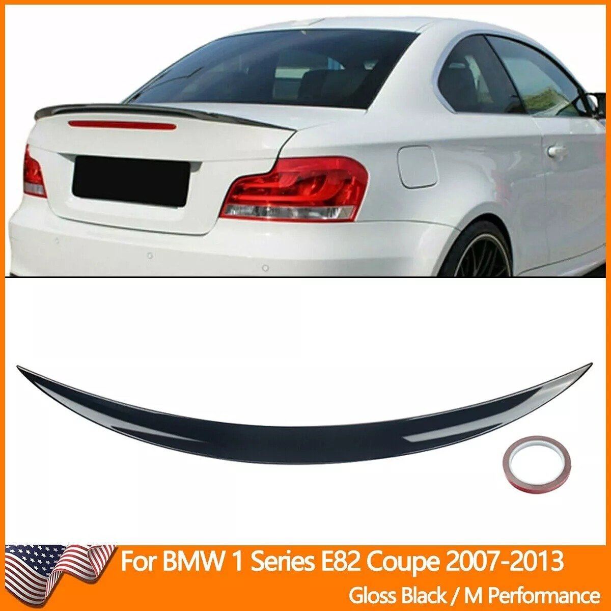 For 2007-13 BMW 1-Series E82 128i 135i Coupe Rear Trunk Spoiler Wing Gloss Black