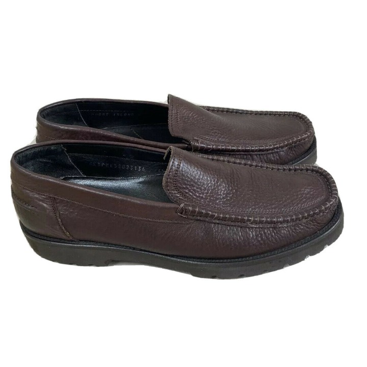 Tommy Bahamas Sz 12 Padre Island Dark Brown Leather Slip On Loafer Mocassin EUC
